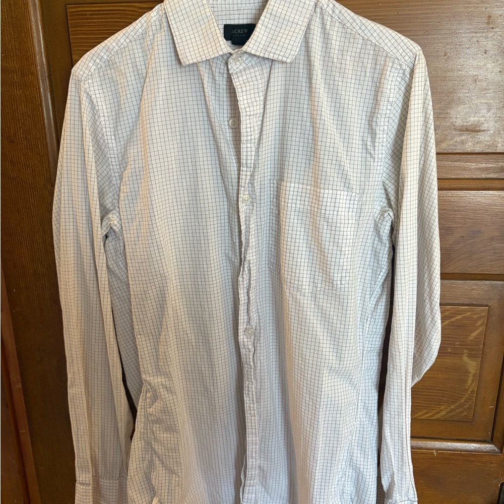 J. Crew Men's White Checkered Shirt